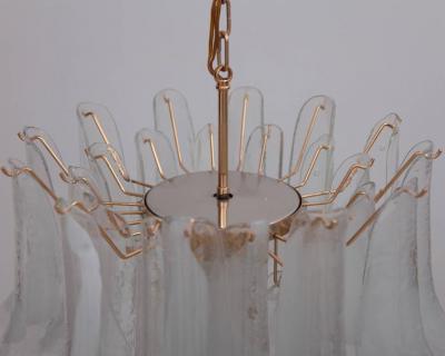  Venini Extra Large Murano Chandelier with Gold Plated Base Italy 1970s