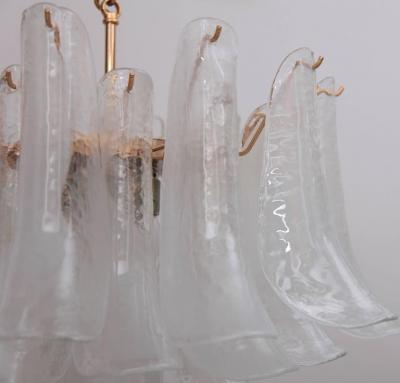  Venini Extra Large Murano Chandelier with Gold Plated Base Italy 1970s