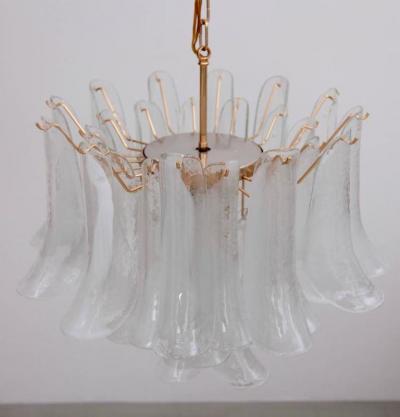  Venini Extra Large Murano Chandelier with Gold Plated Base Italy 1970s