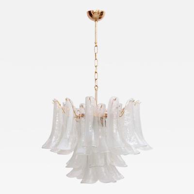  Venini Extra Large Murano Chandelier with Gold Plated Base Italy 1970s