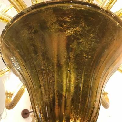  Venini Extraordinary Amber Venini Murano Chandelier 1960