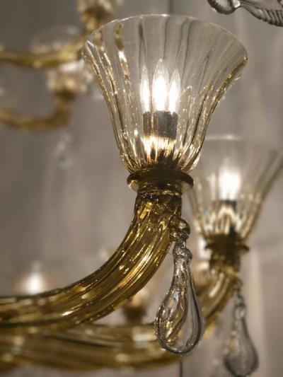  Venini Extraordinary Amber Venini Murano Chandelier 1960
