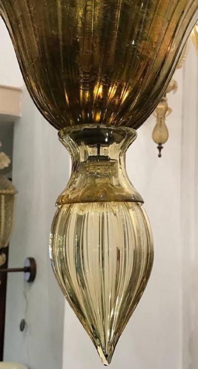  Venini Extraordinary Amber Venini Murano Chandelier 1960