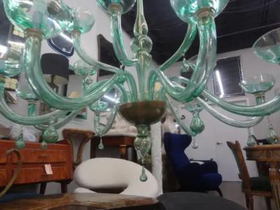  Venini Huge Murano Glass Chandelier Attributed To Venini