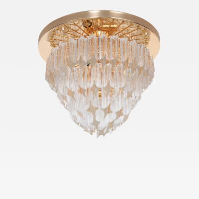  Venini Huge Venini Asta Quadrilobo Flush Mount in Brass and Glass Italy 1960s