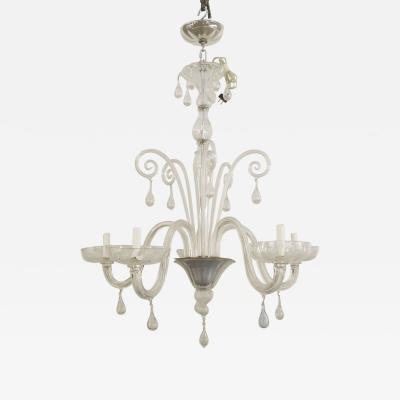  Venini Italian 1940s Clear Glass Chandelier