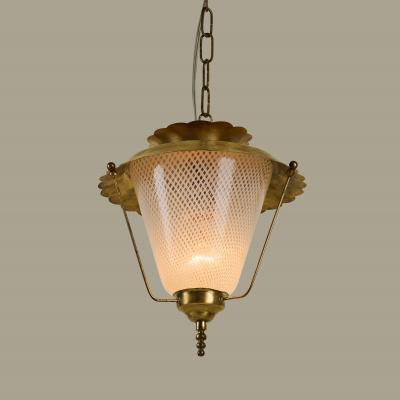  Venini Italian 1950s brass and Murano reticello glass lantern 1950s
