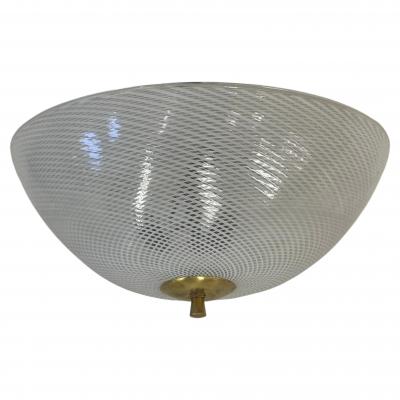  Venini Italian Mid Century Murano Glass Flush Mount Light Fixture by Venini 1940 1950