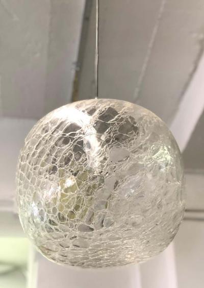  Venini Italian Midcentury Venetian or Murano Ice Glass Pendant or Chandelier Venini
