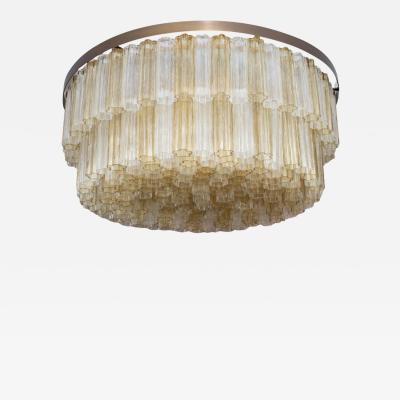  Venini Large Amber Clear Venini Tubi Chandelier