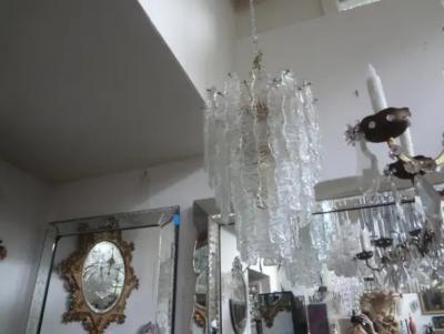  Venini Large Midcentury Murano Chandelier in the Manner of Toni Zuccheri for Venini