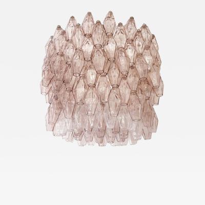  Venini Large Rose Glass Venini Poliedri Chandelier Italy 1960s