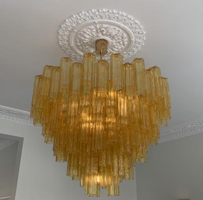  Venini Large amber Claridges chandelier in the style of Venini