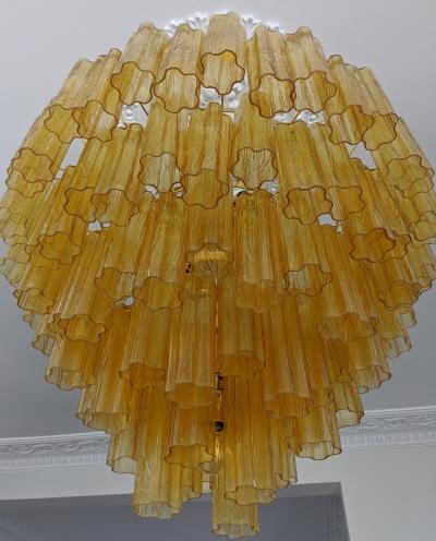  Venini Large amber Claridges chandelier in the style of Venini