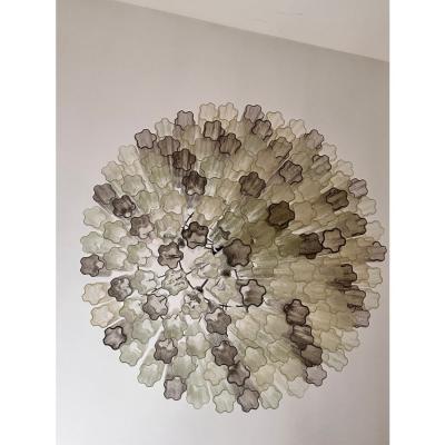  Venini Luxury Huge Champagne E Fum Tronchi Murano Glass Chandelier in Venini Style