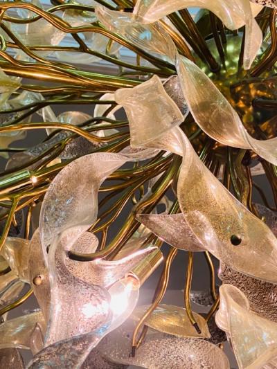  Venini MONUMENTAL MODERNIST GOLD MURANO RIBBON CHANDELIER