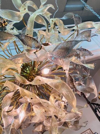  Venini MONUMENTAL MODERNIST GOLD MURANO RIBBON CHANDELIER