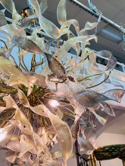  Venini MONUMENTAL MODERNIST GOLD MURANO RIBBON CHANDELIER