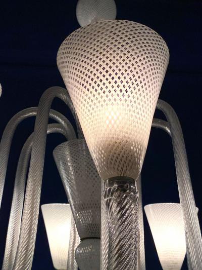  Venini Magnificent Art Deco Murano Glass Chandelier by Venini 1940s