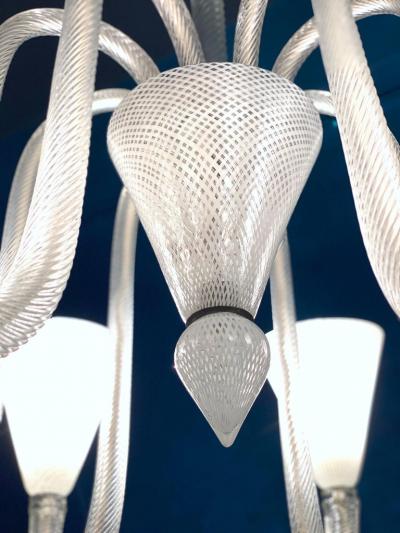  Venini Magnificent Art Deco Murano Glass Chandelier by Venini 1940s