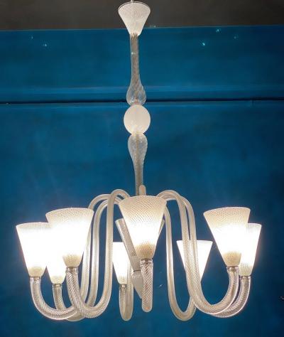  Venini Magnificent Art Deco Murano Glass Chandelier by Venini 1940s