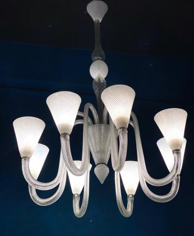  Venini Magnificent Art Deco Murano Glass Chandelier by Venini 1940s
