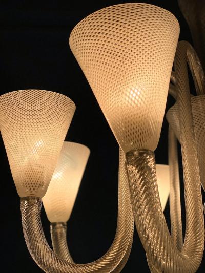  Venini Magnificent Art Deco Murano Glass Chandelier by Venini 1940s