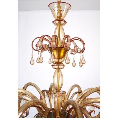  Venini Magnificent Murano Blown Glass Venini Chandelier 1920s