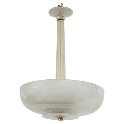  Venini Mid Century Italian Murano Icy Ceiling Fixture Attributed To Venini