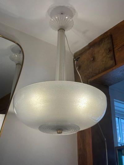  Venini Mid Century Italian Murano Icy Ceiling Fixture Attributed To Venini