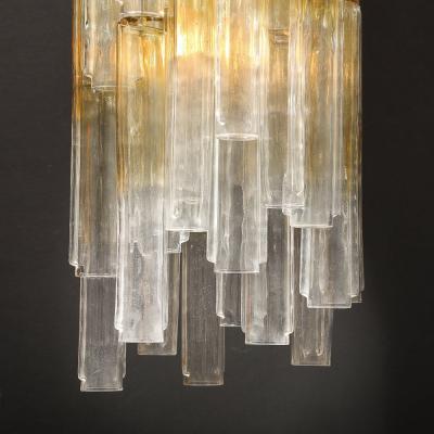  Venini Mid Century Large Muted Citrine Calza Glass Chandelier signed Venini
