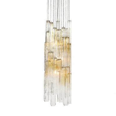  Venini Mid Century Large Muted Citrine Calza Glass Chandelier signed Venini