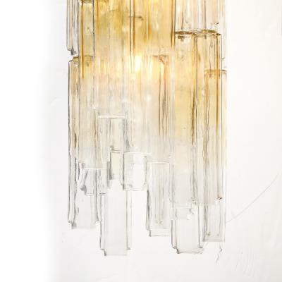  Venini Mid Century Large Muted Citrine Calza Glass Chandelier signed Venini