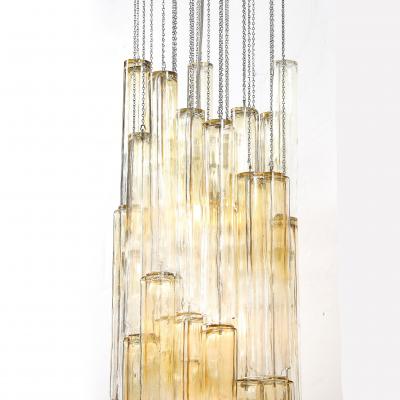  Venini Mid Century Large Muted Citrine Calza Glass Chandelier signed Venini