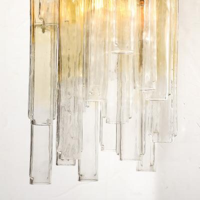  Venini Mid Century Large Muted Citrine Calza Glass Chandelier signed Venini