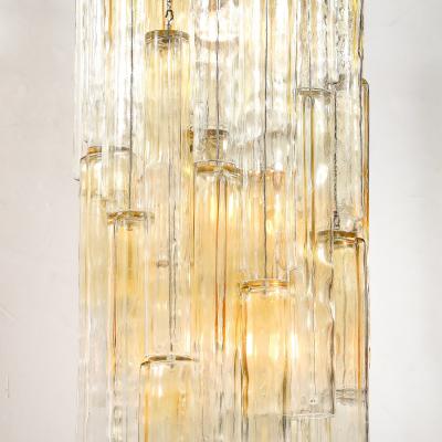  Venini Mid Century Large Muted Citrine Calza Glass Chandelier signed Venini