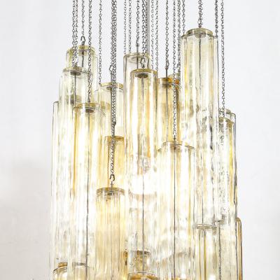  Venini Mid Century Large Muted Citrine Calza Glass Chandelier signed Venini