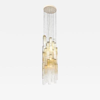  Venini Mid Century Large Muted Citrine Calza Glass Chandelier signed Venini