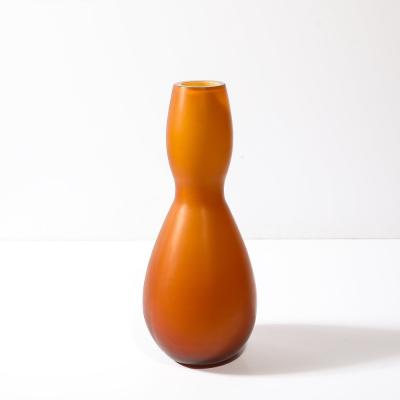  Venini Mid Century Modernist Smoked Amber Hand Blown Murano Glass Vase by Venini