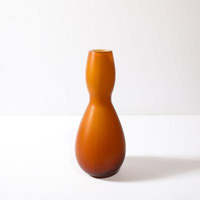 Venini Mid Century Modernist Smoked Amber Hand Blown Murano Glass Vase by Venini