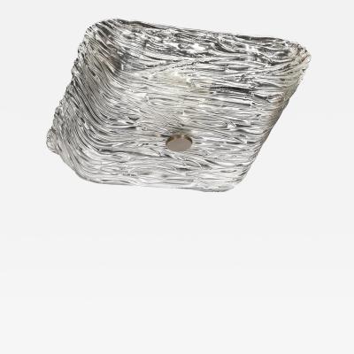  Venini Mid Century Murano Hand Blown Textural Clear Glass Venini Flush Mount Chandelier