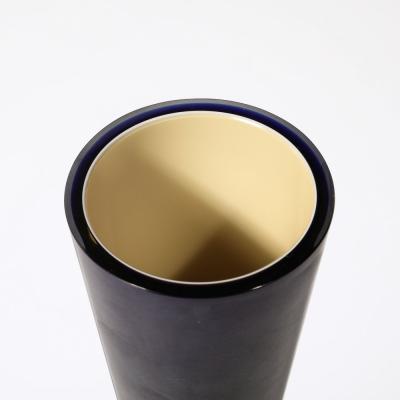  Venini Mid Century Two Toned Frosted Black Hand Blown Murano Glass Vase by Venini