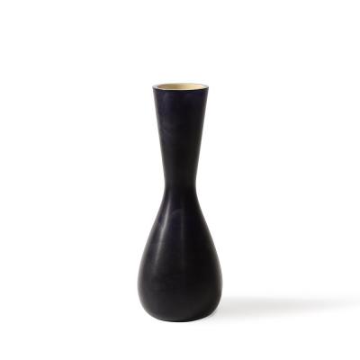  Venini Mid Century Two Toned Frosted Black Hand Blown Murano Glass Vase by Venini