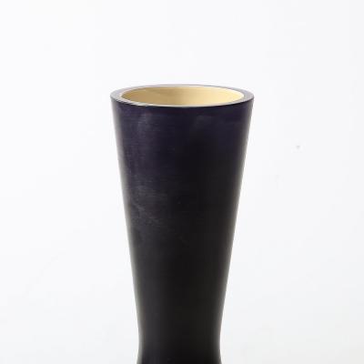  Venini Mid Century Two Toned Frosted Black Hand Blown Murano Glass Vase by Venini