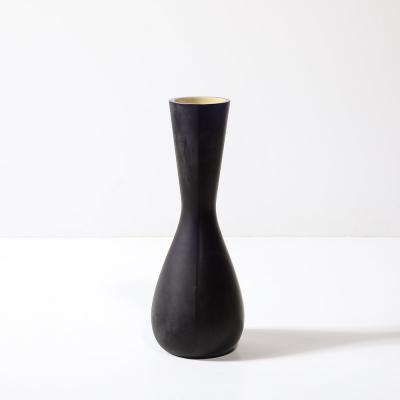  Venini Mid Century Two Toned Frosted Black Hand Blown Murano Glass Vase by Venini