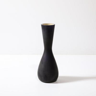  Venini Mid Century Two Toned Frosted Black Hand Blown Murano Glass Vase by Venini