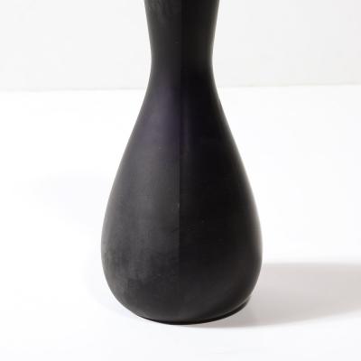  Venini Mid Century Two Toned Frosted Black Hand Blown Murano Glass Vase by Venini