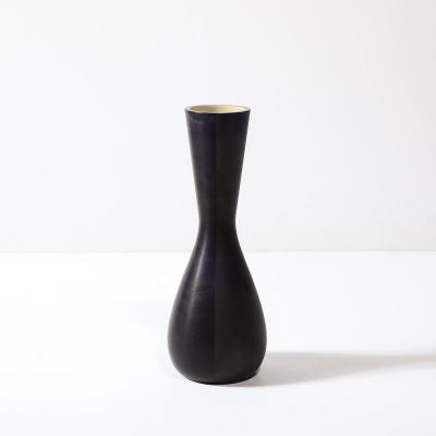  Venini Mid Century Two Toned Frosted Black Hand Blown Murano Glass Vase by Venini
