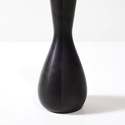  Venini Mid Century Two Toned Frosted Black Hand Blown Murano Glass Vase by Venini