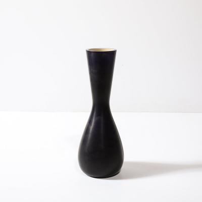  Venini Mid Century Two Toned Frosted Black Hand Blown Murano Glass Vase by Venini